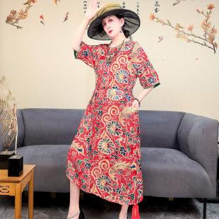 25D6027时尚 上新洋气名媛气质休闲百搭连衣裙 复古优雅春季
