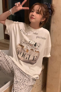 睡衣女夏季纯棉网红ins风运动短袖长裤两件套装可外穿出门家居服