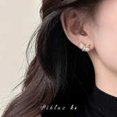 天然淡水珍珠锆石蝴蝶结耳钉女轻奢高级感耳环耳饰2026新款 爆款