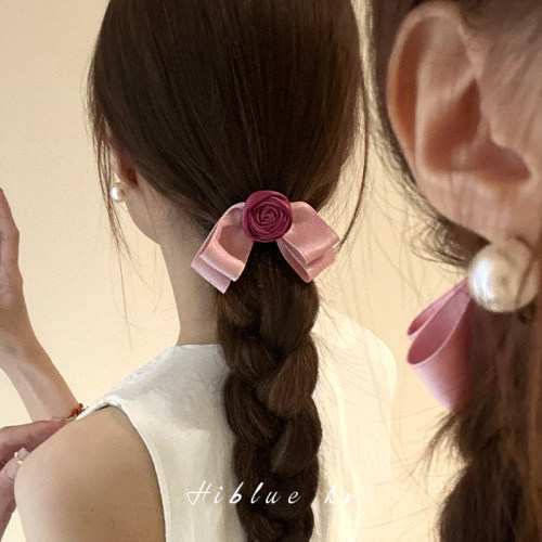 海蓝蓝韩系红色玫瑰花朵头饰发夹
