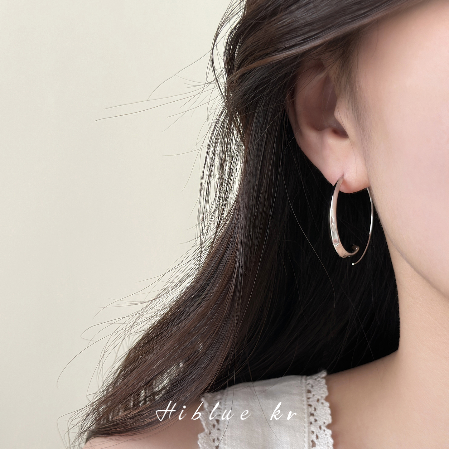 海蓝蓝高级感大圈耳环圈圈耳饰