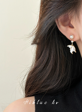 独特珍珠鱼尾流苏耳环耳坠女秋冬2026新款爆款轻奢高级感耳饰耳夹