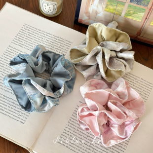 韩系蓝色晕染双层头花扎发大肠发圈女高级感时尚 洋气头绳2026新款