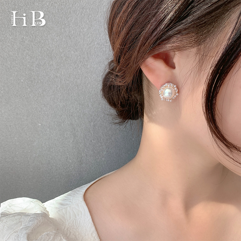 韩国东大门S925银针法式优雅珍珠耳钉女气质百搭耳环2020新款耳饰