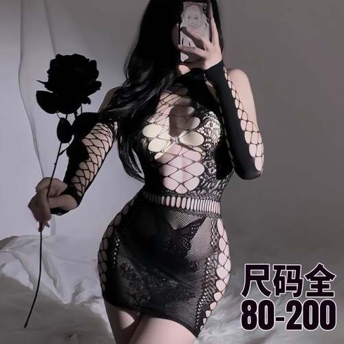 大码纯欲包臀性感网衣睡裙