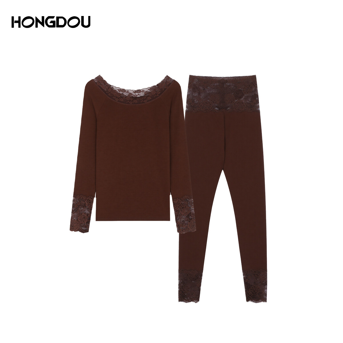 【大美唤粉丝专享】【韩女法则】蕾丝圆领舒适长袖套装H5N7010,女士内衣/男士内衣/家居服,保暖背心,淘宝优惠券,粉丝福利购,淘宝优惠卷