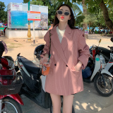 粉色条纹西装外套女2025春季新款小个子炸街洋高级感洋气百搭西服，女装西装，浙宝113