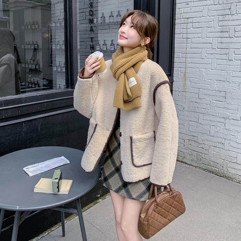 【现货】羊羔毛皮毛一体颗粒外套066-P165-K248，女装皮草，浙宝113