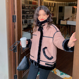 【现货】机车风撞色麂皮绒皮毛一体674-P180-K268，女装派克服，浙宝113