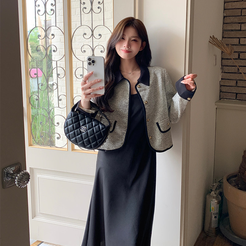 【现货】黑白拼接小香风短外套878-P135-K188,女装短外套,浙宝113