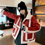 【大货已出】圣诞红麂皮绒仿兔毛皮毛一体886-P180-K268，女装派克服，浙宝113
