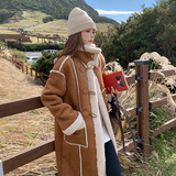 【现货】长款鹿皮绒羊羔毛皮毛一体大衣093-P205-K298，女装皮草，浙宝113