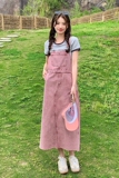 【大货已出】干枯玫瑰粉牛仔背带裙826-P115-K168，女装连衣裙，浙宝113