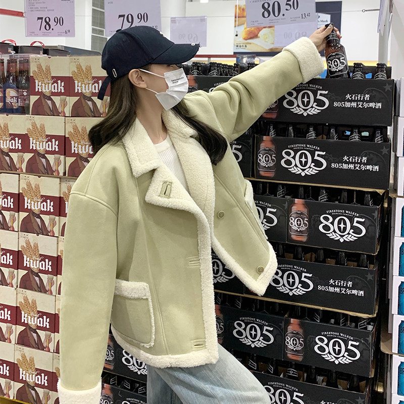【现货】麂皮绒羊羔毛皮毛一体680-P185-K278,女装派克服,浙宝113