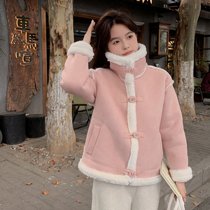 【现货】麂皮绒羊羔毛皮毛一体 203-P175-K258图片