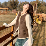 【现货】麂皮羊羔毛皮毛一体马甲208-P135-K188，女装马甲，浙宝113