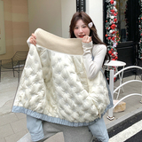 【现货】90羽绒内胆针织领拼接蛋白皮羽绒服519-P255-K368，女装羽绒服，浙宝113