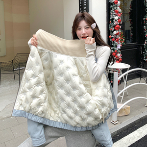 【现货】90羽绒内胆针织领拼接蛋白皮羽绒服 519-P255-K368图片