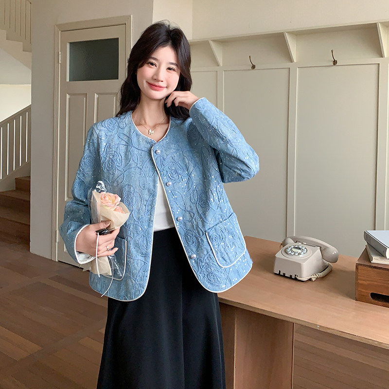 【现货】新中式风提花亮片牛仔外套女528-P155-K218,女装短外套,浙宝113