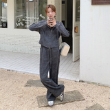 深灰色卫衣运动套装女秋季2024新款韩系显瘦松弛感休闲长裤两件套，女装套装/套裙，浙宝113