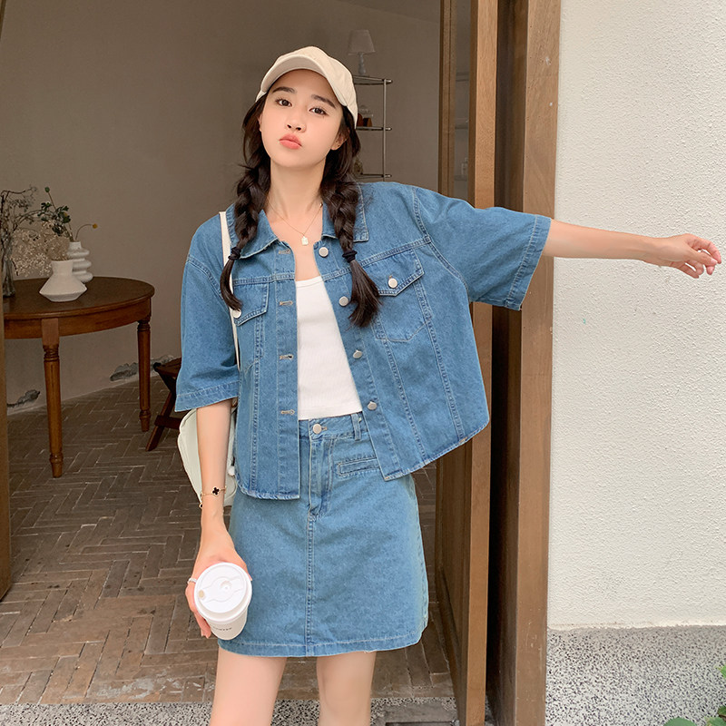 【现货】牛仔上衣+防走光短裙两件套套装851-P125-K178,女装套装/套裙,浙宝113