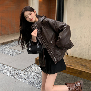 【现货】标50白鸭绒PU皮连帽羽绒服898-P235-K338