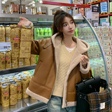 【现货】机车风PU皮羊羔毛皮毛一体皮衣201-P185-K268，女装派克服，浙宝113