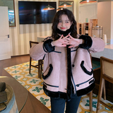 【现货】机车风撞色麂皮绒皮毛一体674-P180-K268，女装派克服，浙宝113