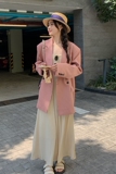 粉色条纹西装外套女2025春季新款小个子炸街洋高级感洋气百搭西服，女装西装，浙宝113