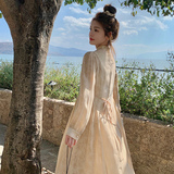 新中式改良旗袍连衣裙女春装新款高级感温柔风气质收腰显瘦长裙潮，女装连衣裙，浙宝113