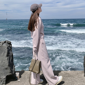 粉紫色运动休闲卫衣女2025春季新款韩系慵懒风休闲裤潮图片
