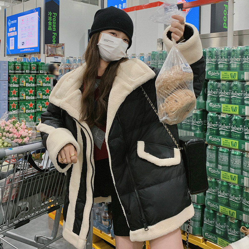 【大货已出】白鸭绒羊羔毛拼接羽绒服891-P245-K348,女装羽绒服,浙宝113
