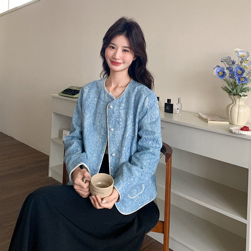 【现货】新中式风提花亮片牛仔外套女528-P155-K218,女装短外套,浙宝113