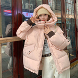 独特超好看粉色短款羽绒服女冬2024年新款学院风面包服女生外套潮，女装羽绒服，浙宝113