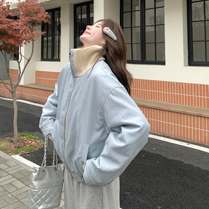 【现货】90羽绒内胆针织领拼接蛋白皮羽绒服 519-P255-K368图片