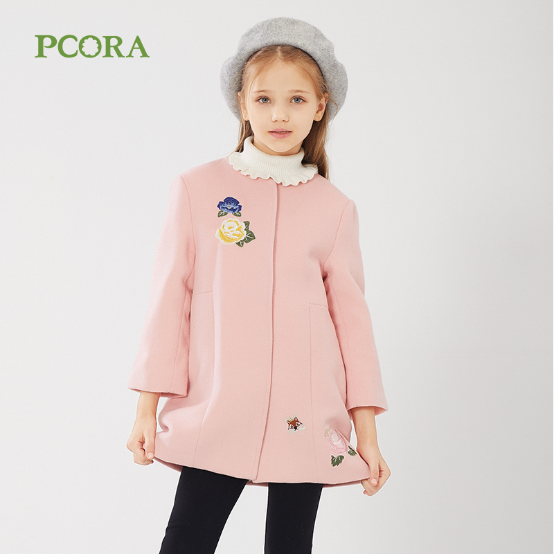 巴柯拉外套呢大衣中大童厚中长款