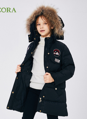 巴柯拉专柜同款童装女童保暖防风防水宽松加厚外套中长款羽绒服