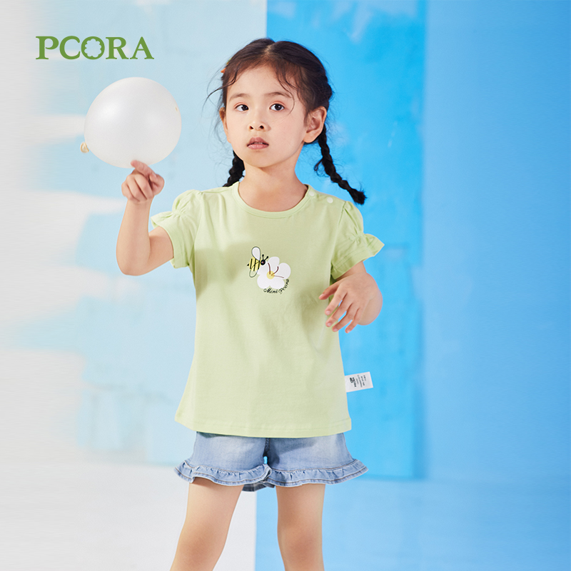 巴柯拉小女孩洋气棉质短袖T恤