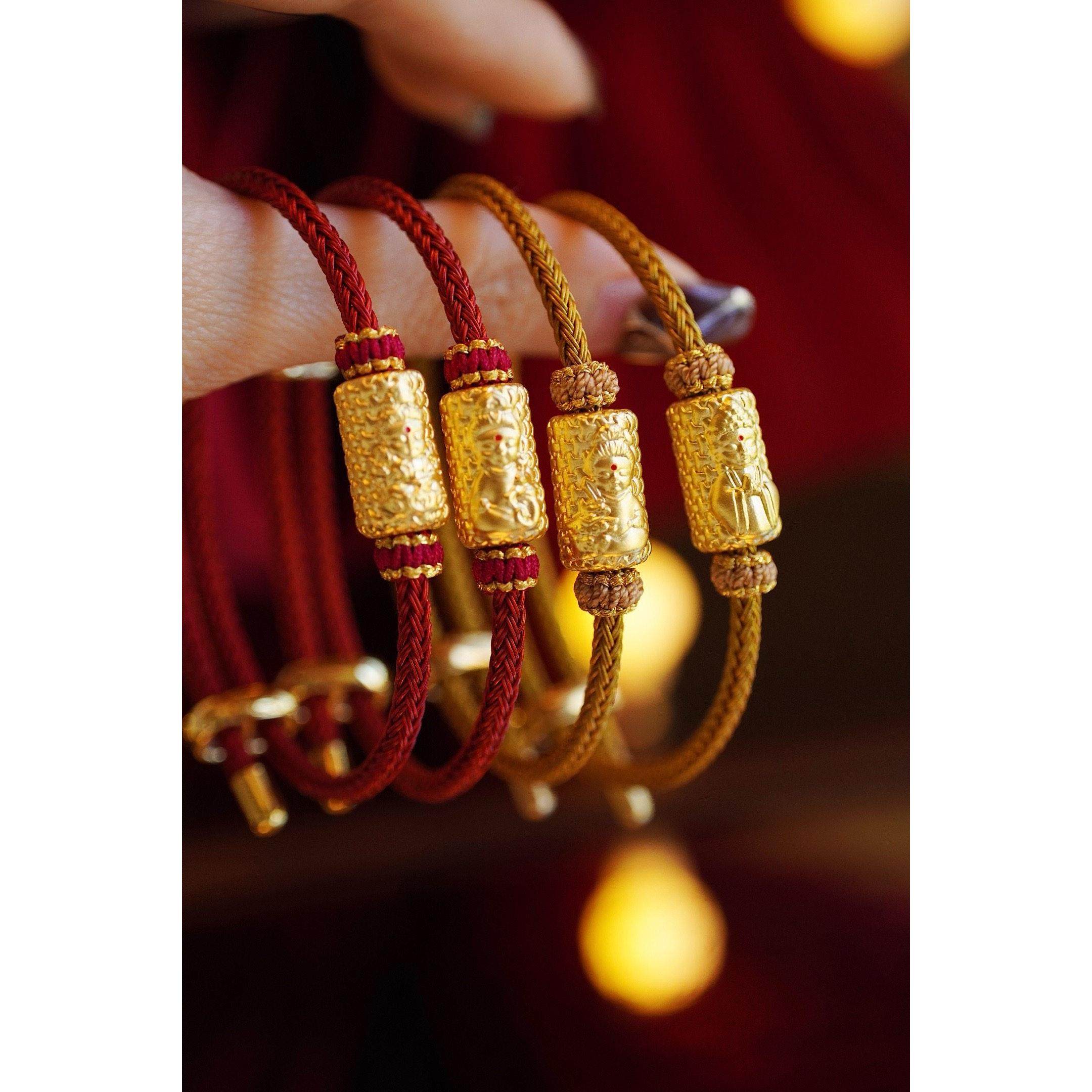 马年足金999黄金八大守护佛桶珠钢丝手绳新年礼物生肖红绳,黄金,手饰,淘宝优惠券,粉丝福利购,淘宝优惠卷