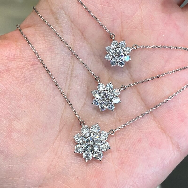 水贝黄金珠宝铂金培育钻石太阳花项链送女友送父母生日礼物高级感图片