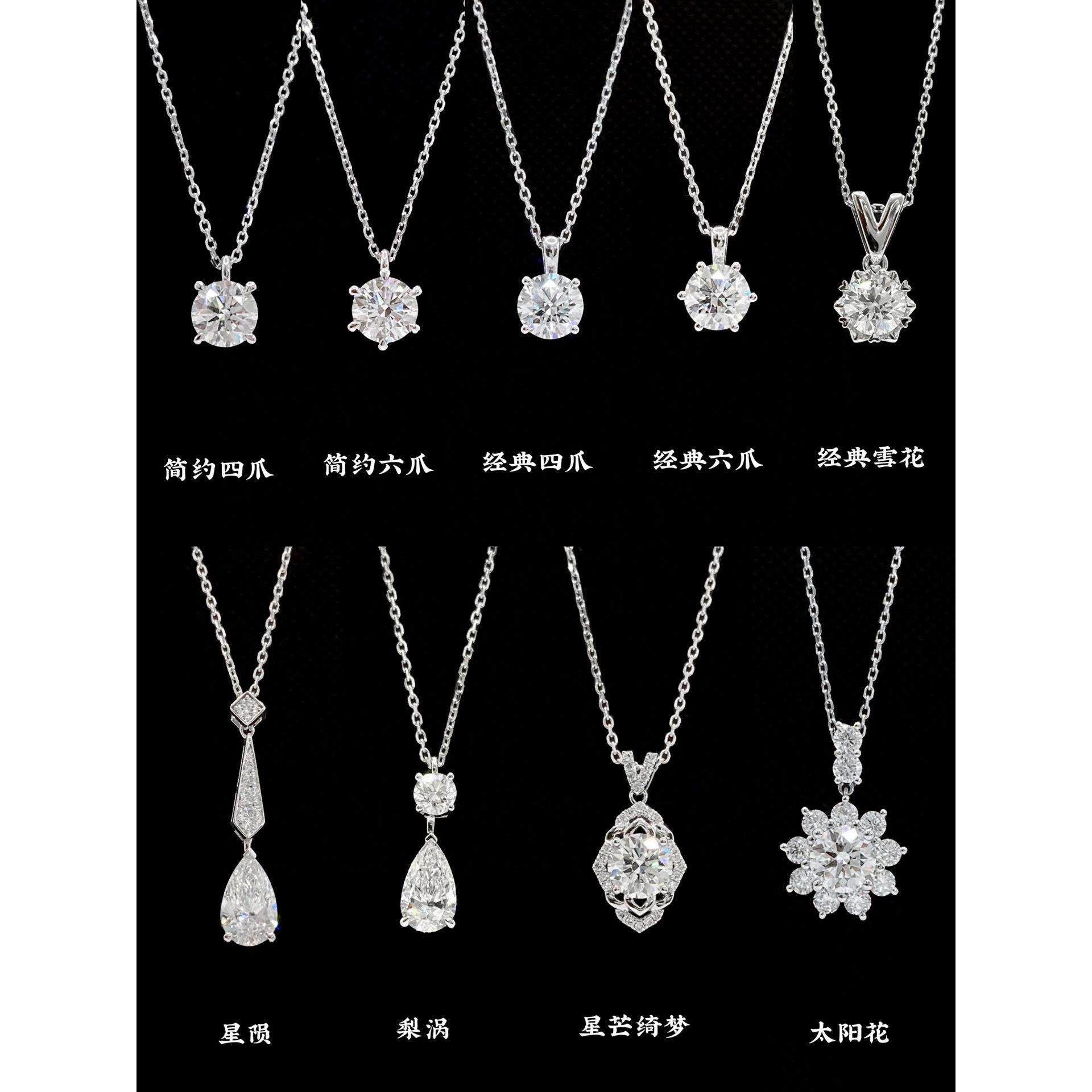 铂金Pt950培育钻石项链一克拉DE色级别 重金版高品质版本送女友