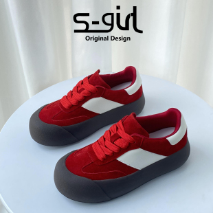 sgirl丑萌大头面包鞋女chic鞋子百搭2023新款休闲厚底跑步运动鞋