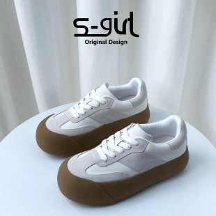 sgirl厚底拼接丑萌大头面包鞋女chic鞋子百搭2025新款休闲运动鞋