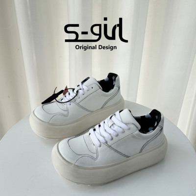 SGIRLTWTW丑萌厚底做旧小白鞋女