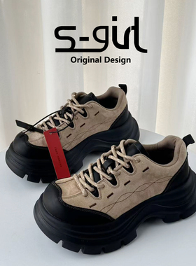 SGIRL TWTW复古加绒厚底休闲鞋女2025新款百搭轻便保暖老爹运动鞋