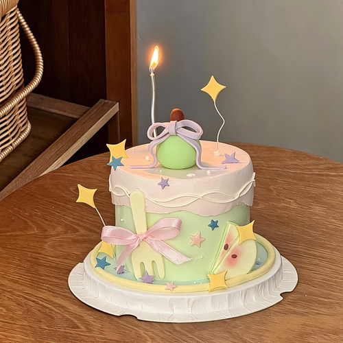 卡通星星青苹果叉子生日蛋糕装饰模具摆件翻糖切模压模烘焙工具