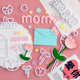 糖堡森林妈妈我爱你mom郁金香蝴蝶结翻糖切模母亲节蛋糕装 饰模具
