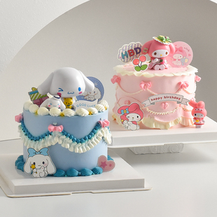 玉桂狗蛋糕装 扮插件生日插牌 饰摆件复古卡通白大耳狗美乐蒂烘焙装