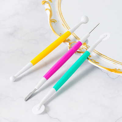 翻糖排气针滚轮压花模具翻糖滚刀塑料雕花笔套装蛋糕雕刻刀工具