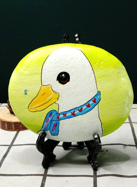 纯手工成品动物花朵风景石头画